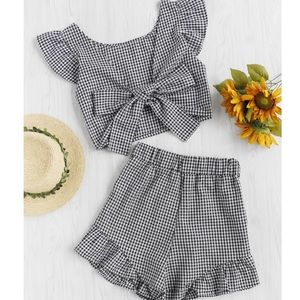 Adorable black and white gingham set size Large